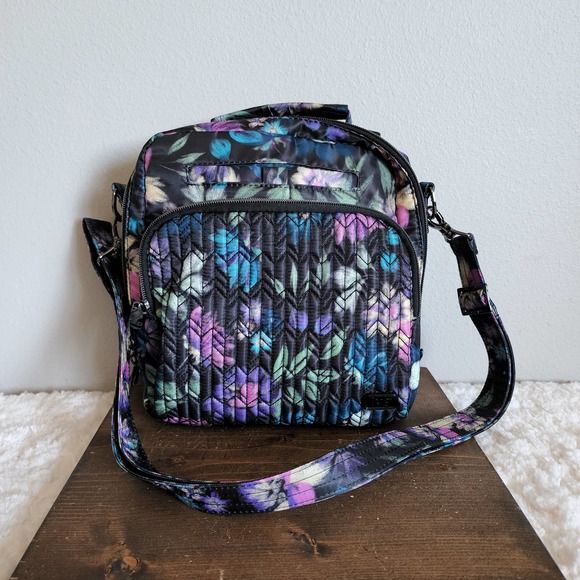 lug Bags Lug Ranger Rfid Medium Crossbody Black Purple Blue Bloom